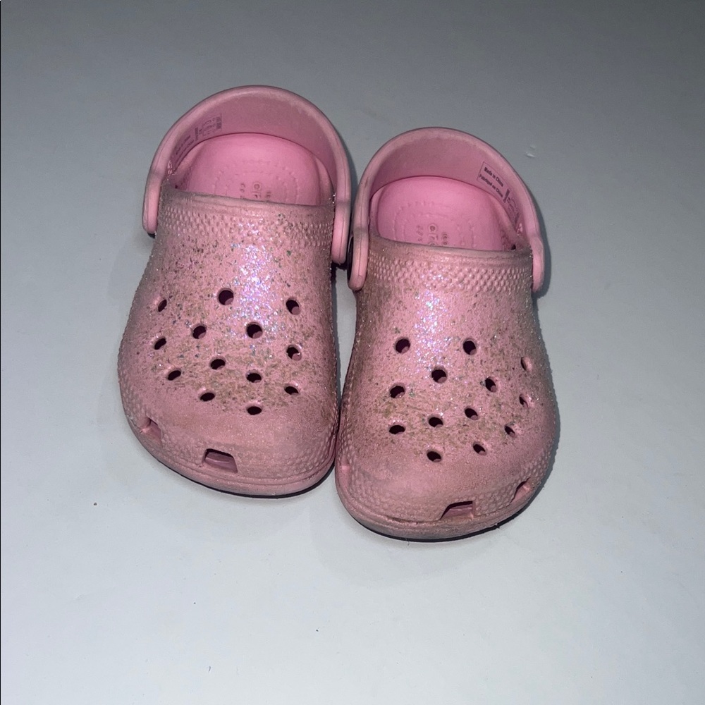 CROCS Kids Glittery Pink Sandals - Picture 4 of 10